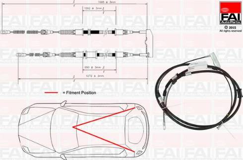 FAI AutoParts FBC0091 - Тросик, cтояночный тормоз autospares.lv