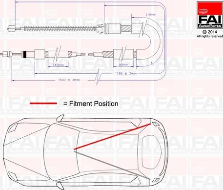 FAI AutoParts FBC0015 - Тросик, cтояночный тормоз autospares.lv