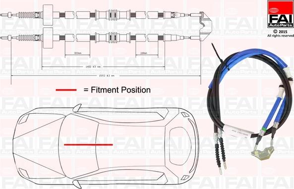 FAI AutoParts FBC0086 - Тросик, cтояночный тормоз autospares.lv