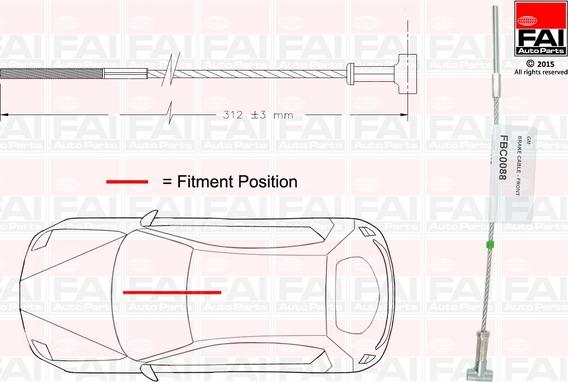 FAI AutoParts FBC0088 - Тросик, cтояночный тормоз autospares.lv