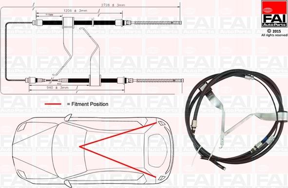 FAI AutoParts FBC0074 - Тросик, cтояночный тормоз autospares.lv