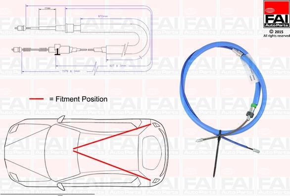 FAI AutoParts FBC0150 - Тросик, cтояночный тормоз autospares.lv