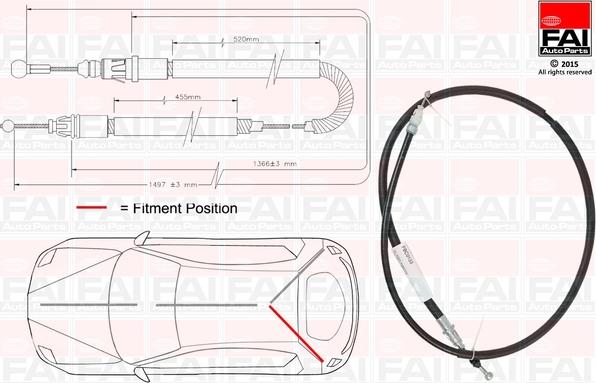 FAI AutoParts FBC0133 - Тросик, cтояночный тормоз autospares.lv