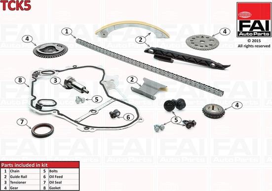 FAI AutoParts TCK5 - Комплект цепи привода распредвала autospares.lv