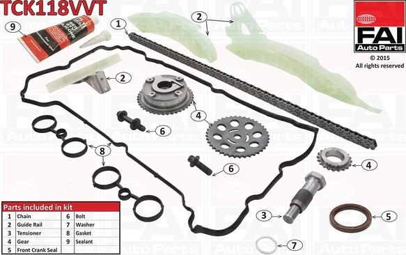 FAI AutoParts TCK118VVT - Комплект цепи привода распредвала autospares.lv