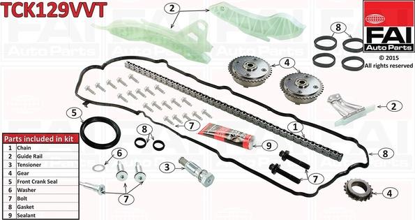 FAI AutoParts TCK129VVT - Комплект цепи привода распредвала autospares.lv