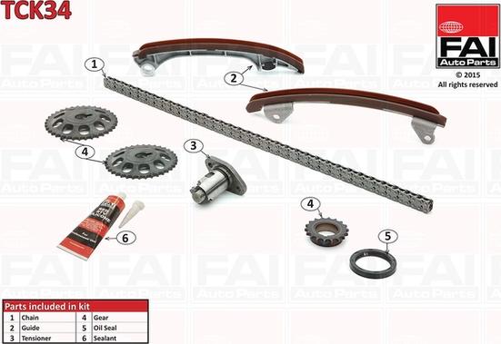 FAI AutoParts TCK34 - Комплект цепи привода распредвала autospares.lv