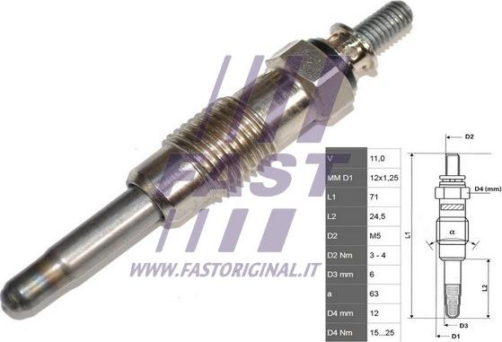 Fast FT82710 - Свеча накаливания autospares.lv