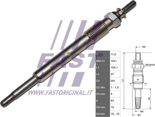 Fast FT82732 - Свеча накаливания autospares.lv