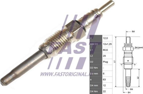 Fast FT82725 - Свеча накаливания autospares.lv