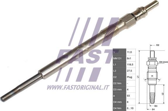 Fast FT82720 - Свеча накаливания autospares.lv