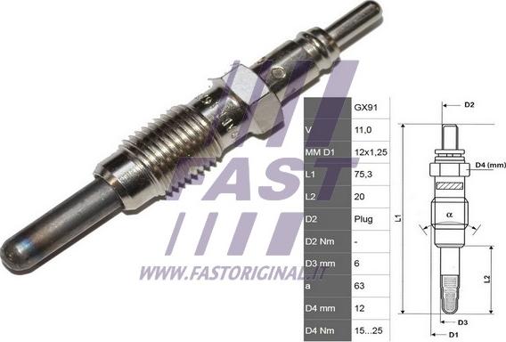 Fast FT82728 - Свеча накаливания autospares.lv