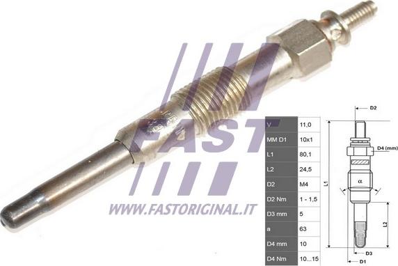 Fast FT82727 - Свеча накаливания autospares.lv
