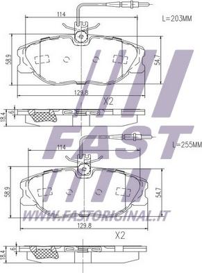 Fast FT29054 - Тормозные колодки, дисковые, комплект autospares.lv