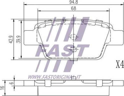 Fast FT29147 - Тормозные колодки, дисковые, комплект autospares.lv