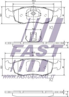 Fast FT29122 - Тормозные колодки, дисковые, комплект autospares.lv