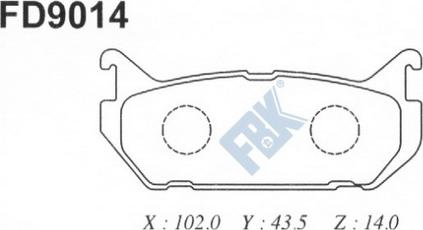 FBK FD9014 - Тормозные колодки, дисковые, комплект autospares.lv