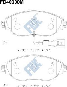 FBK FD40300M - Тормозные колодки, дисковые, комплект autospares.lv