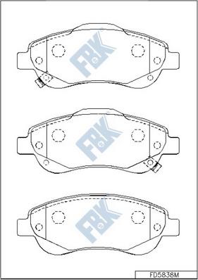 FBK FD5838M - Тормозные колодки, дисковые, комплект autospares.lv