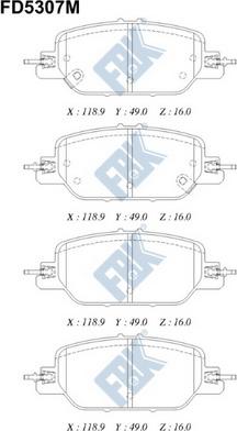 FBK FD5307M - Тормозные колодки, дисковые, комплект autospares.lv