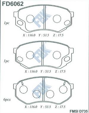 FBK FD6062 - Тормозные колодки, дисковые, комплект autospares.lv