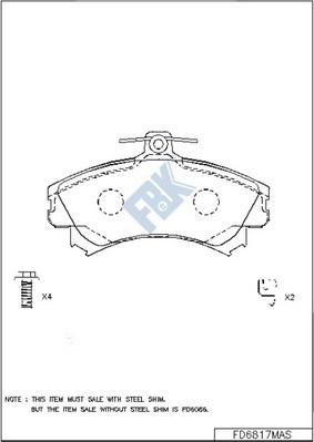 FBK FD6817MAS - Тормозные колодки, дисковые, комплект autospares.lv