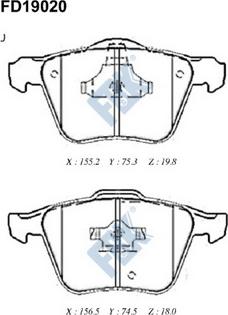 FBK FD19020 - Тормозные колодки, дисковые, комплект autospares.lv