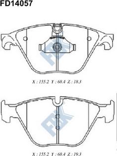 FBK FD14057 - Тормозные колодки, дисковые, комплект autospares.lv