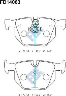 FBK FD14063 - Тормозные колодки, дисковые, комплект autospares.lv