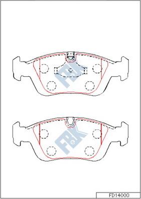 FBK FD14000 - Тормозные колодки, дисковые, комплект autospares.lv