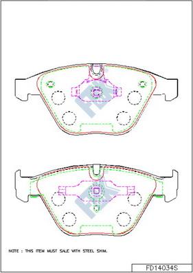 FBK FD14034S - Тормозные колодки, дисковые, комплект autospares.lv