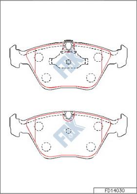 FBK FD14030 - Тормозные колодки, дисковые, комплект autospares.lv