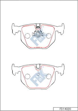 FBK FD14020 - Тормозные колодки, дисковые, комплект autospares.lv