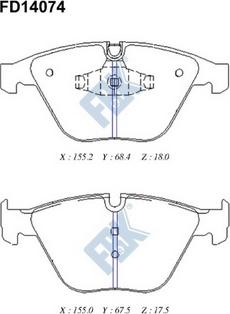 FBK FD14074 - Тормозные колодки, дисковые, комплект autospares.lv