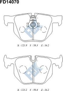 FBK FD14070 - Тормозные колодки, дисковые, комплект autospares.lv