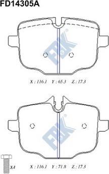 FBK FD14305A - Тормозные колодки, дисковые, комплект autospares.lv