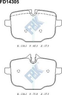 FBK FD14305 - Тормозные колодки, дисковые, комплект autospares.lv