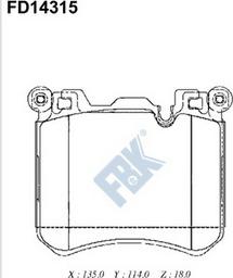 FBK FD14315 - Тормозные колодки, дисковые, комплект autospares.lv