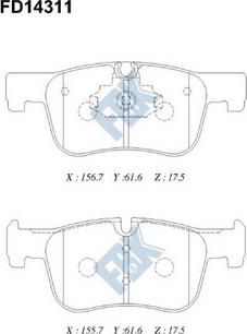 FBK FD14311 - Тормозные колодки, дисковые, комплект autospares.lv