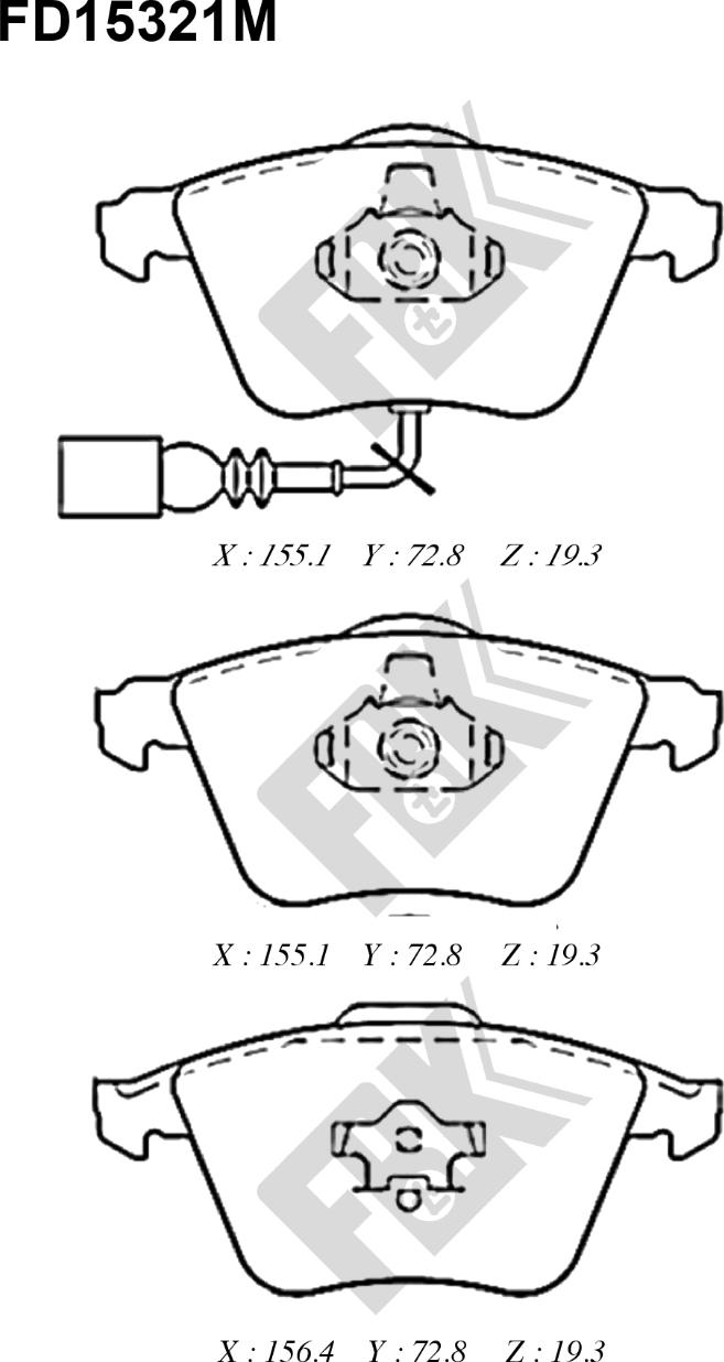FBK FD15321M - Тормозные колодки, дисковые, комплект autospares.lv