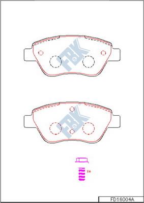 FBK FD16004A - Тормозные колодки, дисковые, комплект autospares.lv