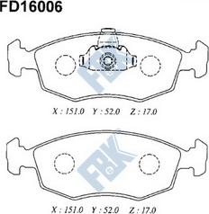 FBK FD16006 - Тормозные колодки, дисковые, комплект autospares.lv