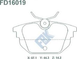 FBK FD16019 - Тормозные колодки, дисковые, комплект autospares.lv