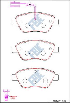 FBK FD16010MA - Тормозные колодки, дисковые, комплект autospares.lv