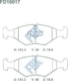 FBK FD16017 - Тормозные колодки, дисковые, комплект autospares.lv