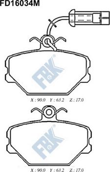 FBK FD16034M - Тормозные колодки, дисковые, комплект autospares.lv