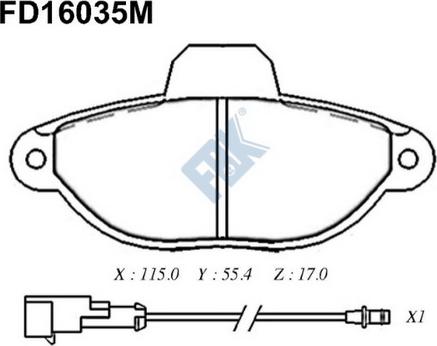 FBK FD16035M - Тормозные колодки, дисковые, комплект autospares.lv