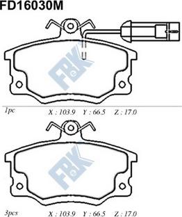 FBK FD16030M - Тормозные колодки, дисковые, комплект autospares.lv