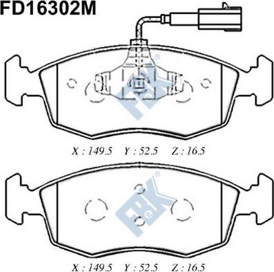 FBK FD16302M - Тормозные колодки, дисковые, комплект autospares.lv