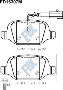 FBK FD16307MA - Тормозные колодки, дисковые, комплект autospares.lv